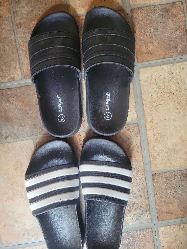 Kids Sandals Size 13/1 (Two Pairs...Adidas And Cat &Jack)