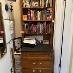 Furniture Shelf Drawer Unit Antique Wood