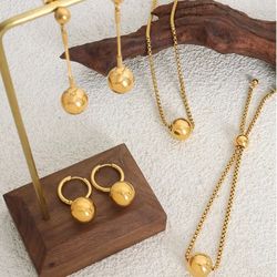 S15- 2 Pieces Gold Hoop Set Stainless Steel!