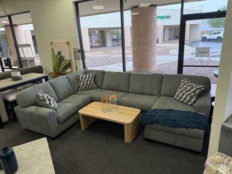 Gray Fabric L-Shaped Sectional Sofa