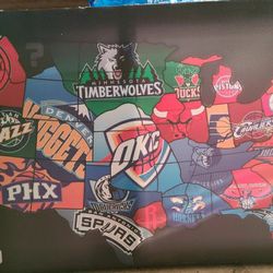 NBA basketball map frame L A Lakers