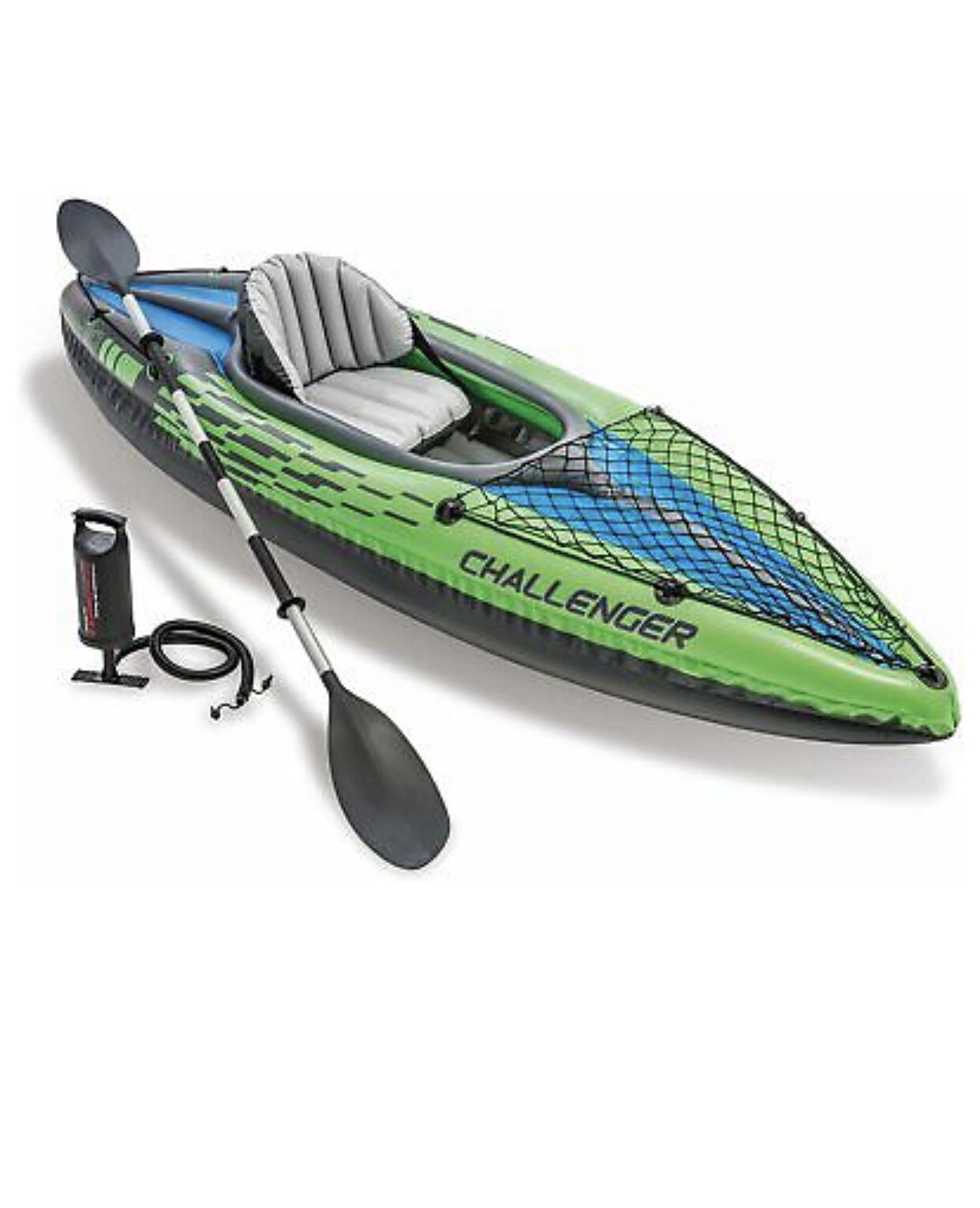 Photo Intex Challenger Kayak Inflatable Set with Aluminum Oars K1 Kayak Brand New