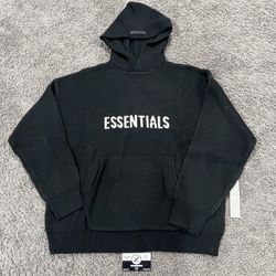 essentials hoodie black knit 