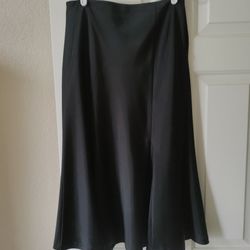 Black Satin-look  Midi Skirt