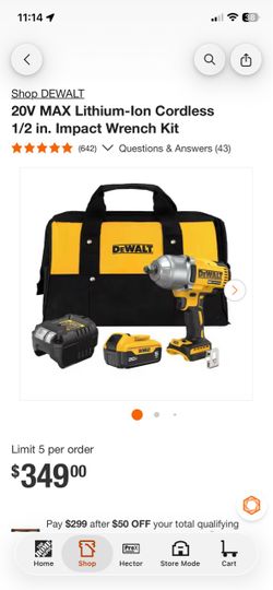 DEWALT 20V MAX Lithium-Ion Cordless 1/2 in. Impact Wrench Kit