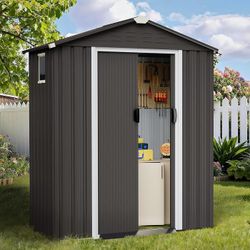 5x3 FT Outdoor Storage Shed with Window, Garden Tool Shed, Gray Metal Outside Storage, Sheds & Outdoor Storage, with Lockable Door, Weather Resistant,