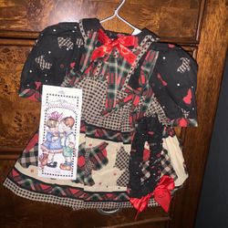 DAISY KINGDOM SCOTTIE DOG DOLL'S DRESS WITH PURSE AND HEADBAND, SO CUTE!