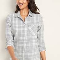Old Navy Womens Size Xl Gray Plaid Long Sleeve Button Up Flannel Shirt Classic Shirt Top Extra Large 
