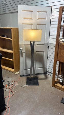 Modern Floor Lamp with Fabric Shade and Metal Base