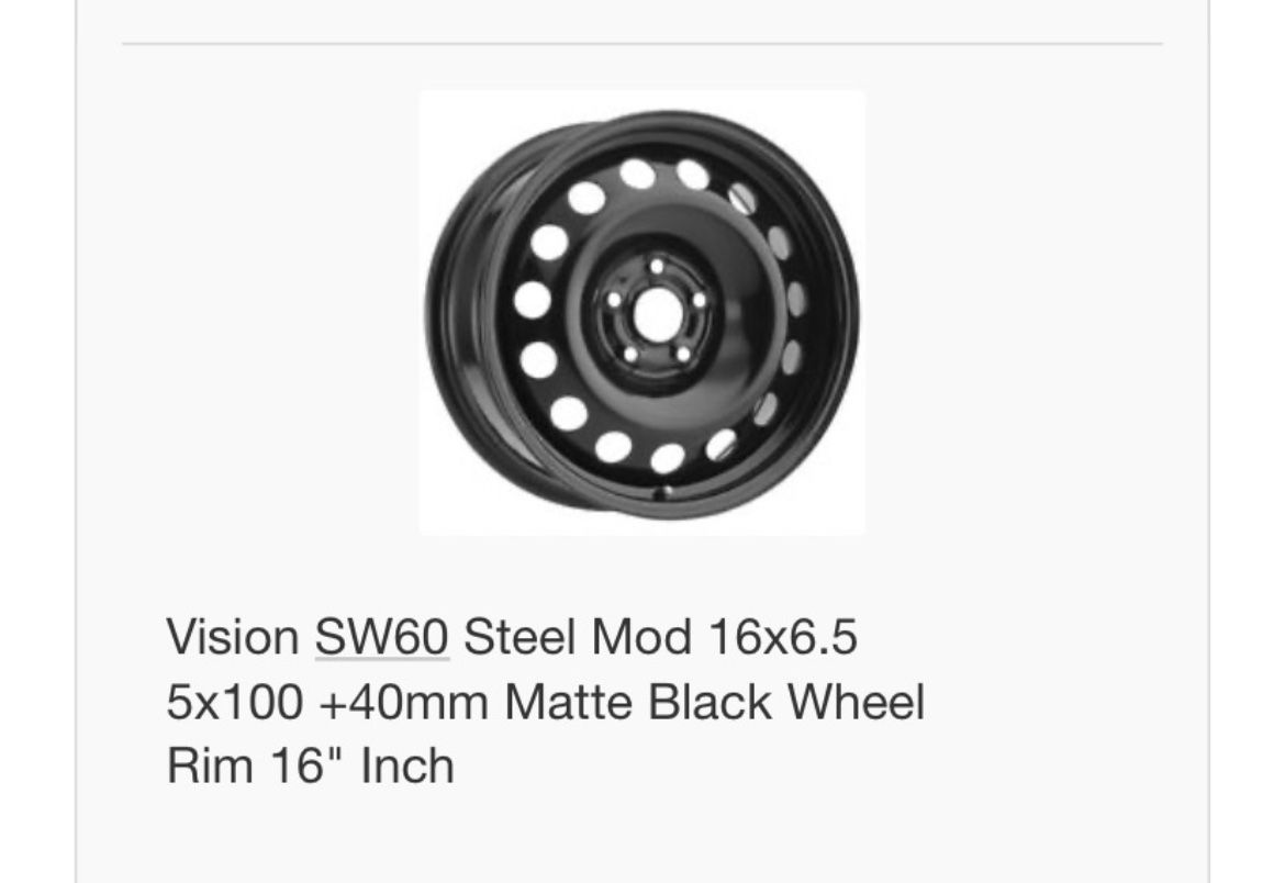 2 Sw60 Steel Wheels Black  16 Inch Rims 16x6.5