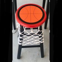 Custom Wood Stool Basketball Theme