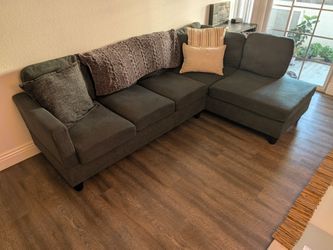 Dark Gray Fabric Sectional Sofa with Chaise
