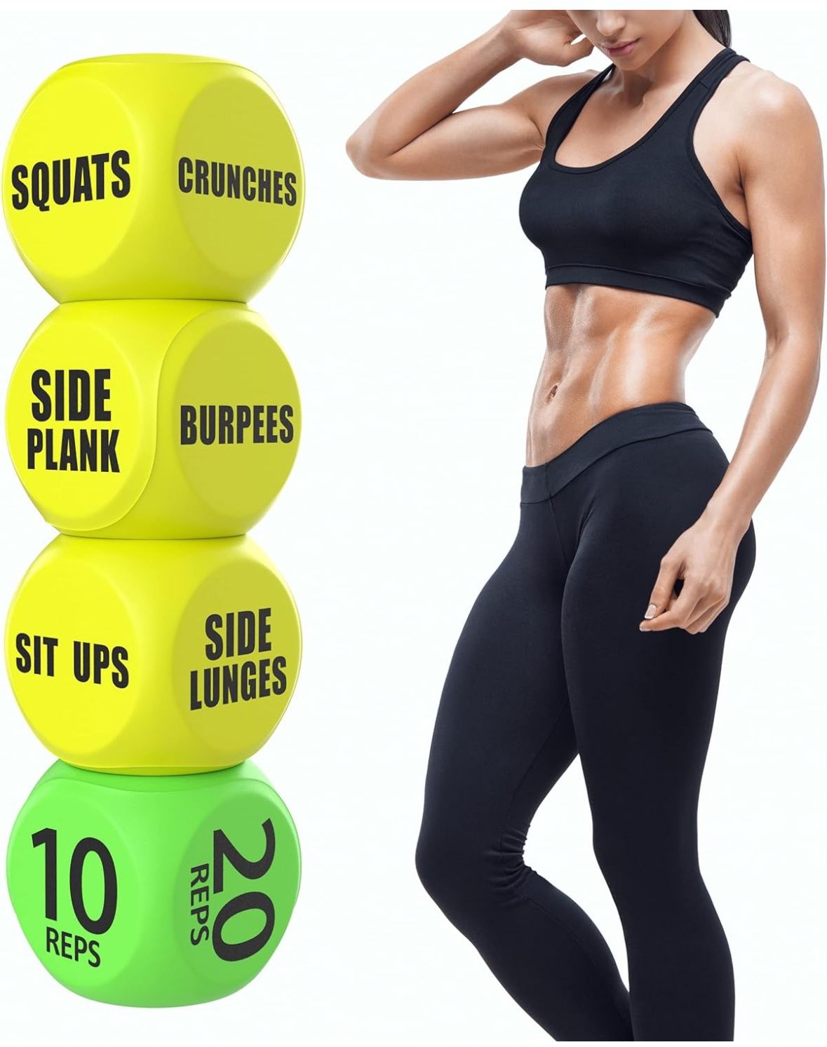 New Workout Dice - Fun Exercise Dice for Solo or Group Classes, 6-Sided Foam Fitness Dice Great Dynamic Exercise Equipment (Yellow)
