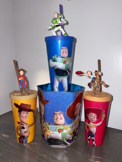 Toy story 5 cups +popcorn tin
