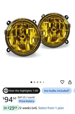 Glass Fog Lights Lamps Compatible with 2002-2003 IMPREZA RS/WRX Pair Yellow; Compatible with 2002-2003 SUBARU IMPREZA RS/WRX With Halogen bulbs; Repla
