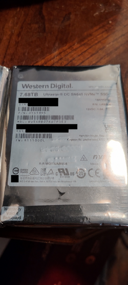 WD Ultrastar SN640 7.68TB U.2 NVMe SSD - Unopened