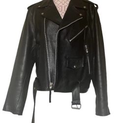BILT BRAND VINTAGE STYLE LEATHER MOROTCYCLE JACKET, SIZE LARGE