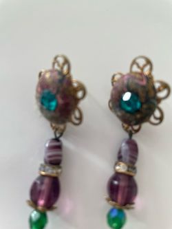Vintage Beaded Drop Clip-On Earrings