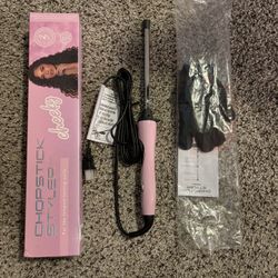CHOPSTICK STYLER Cheeky, Professional Curling Wand, 5 Variable Temperatures, 0.6” x 0.4” Chunkier Rectangular Titanium Barrel for Long Lasting, Natura