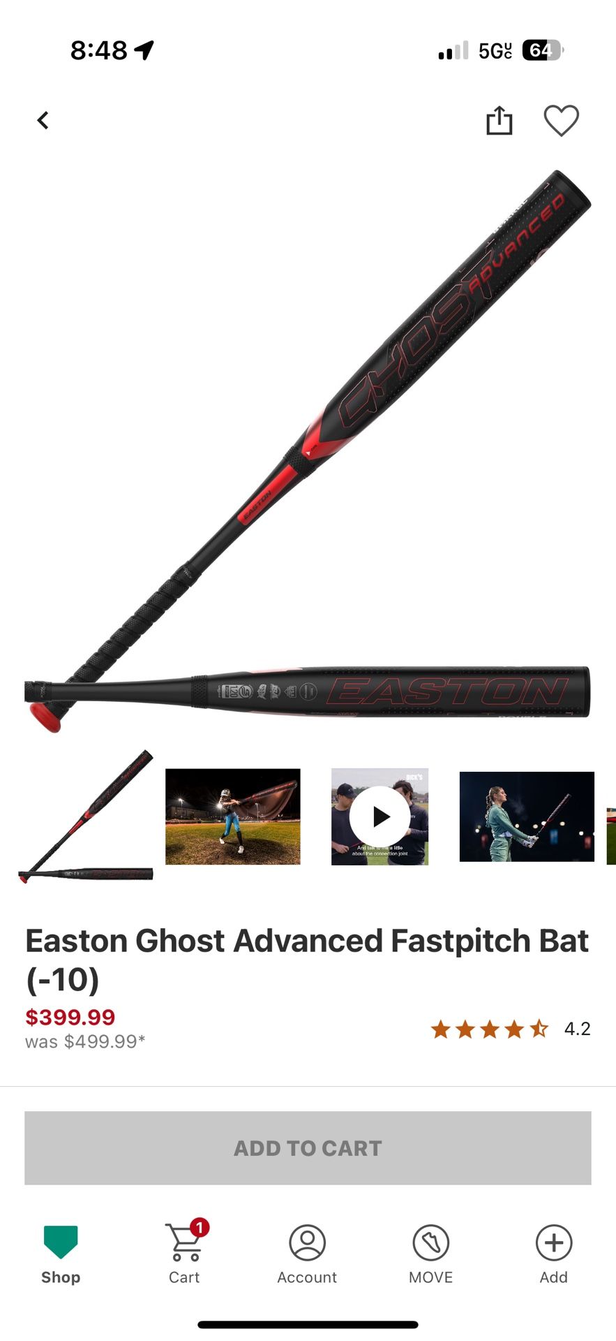 Brand New Ghost Softball Bat