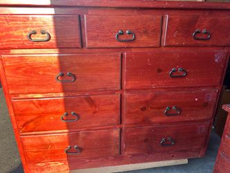 Wooden dresser  and two night stand