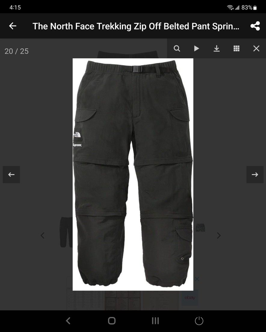 BRAND NEW Supreme North Face Trekking Zip Off Belted Pants size LARGE