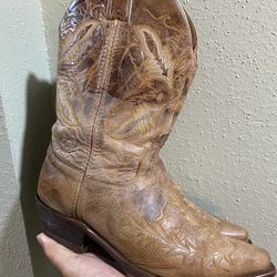 Justin Western Women’s Boots Bent Rail Distressed Tan Puma Size 9B made in USA