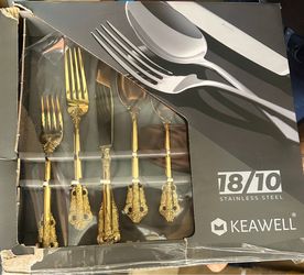 Keawell 18/10 Stainless Steel Gold Flatware Set