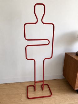 Vintage Postmodern Red Tubular Metal Figural Valet Stand – Memphis Style