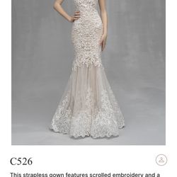 Ivory Mermaid Wedding Gown Sweetheart Corset Lace Dress Sz 16EU OBO