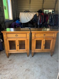 Vintage beautiful wooden nightstands
