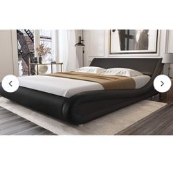 Amolife Modern Upholstered Queen Bed Frame/Deluxe Solid Platform