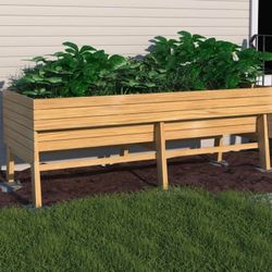 NEW VEIKOUS 71” Raised Garden Bed w/ Legs & Liner – Outdoor Wooden Planter Box