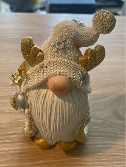 Porcelain Christmas Gnome, 5” tall, Heavy, Very Nice !