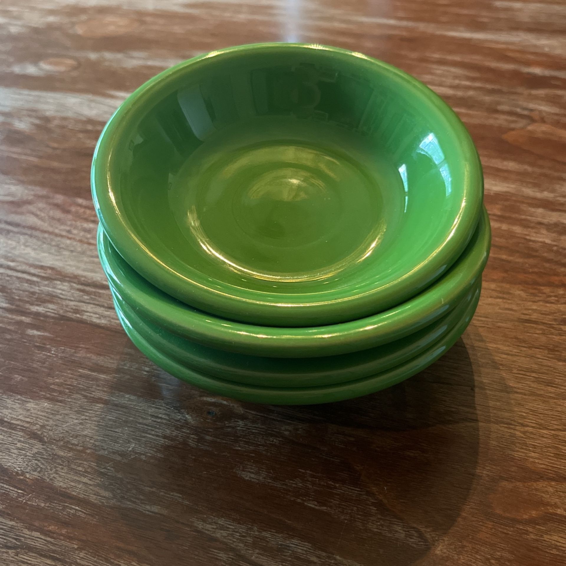 4 Fiesta Green Shallow Bowls