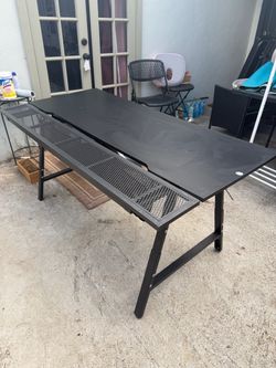 IKEA Black Metal Gaming Desk with Mesh Cable Management
