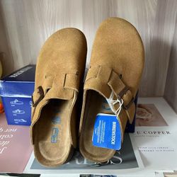 Birkenstock Boston Clog Brown Soft Footbed Womens