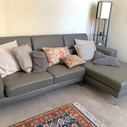 Free delivery - Leather sectional Grey