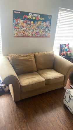Tan Microfiber Loveseat Sofa