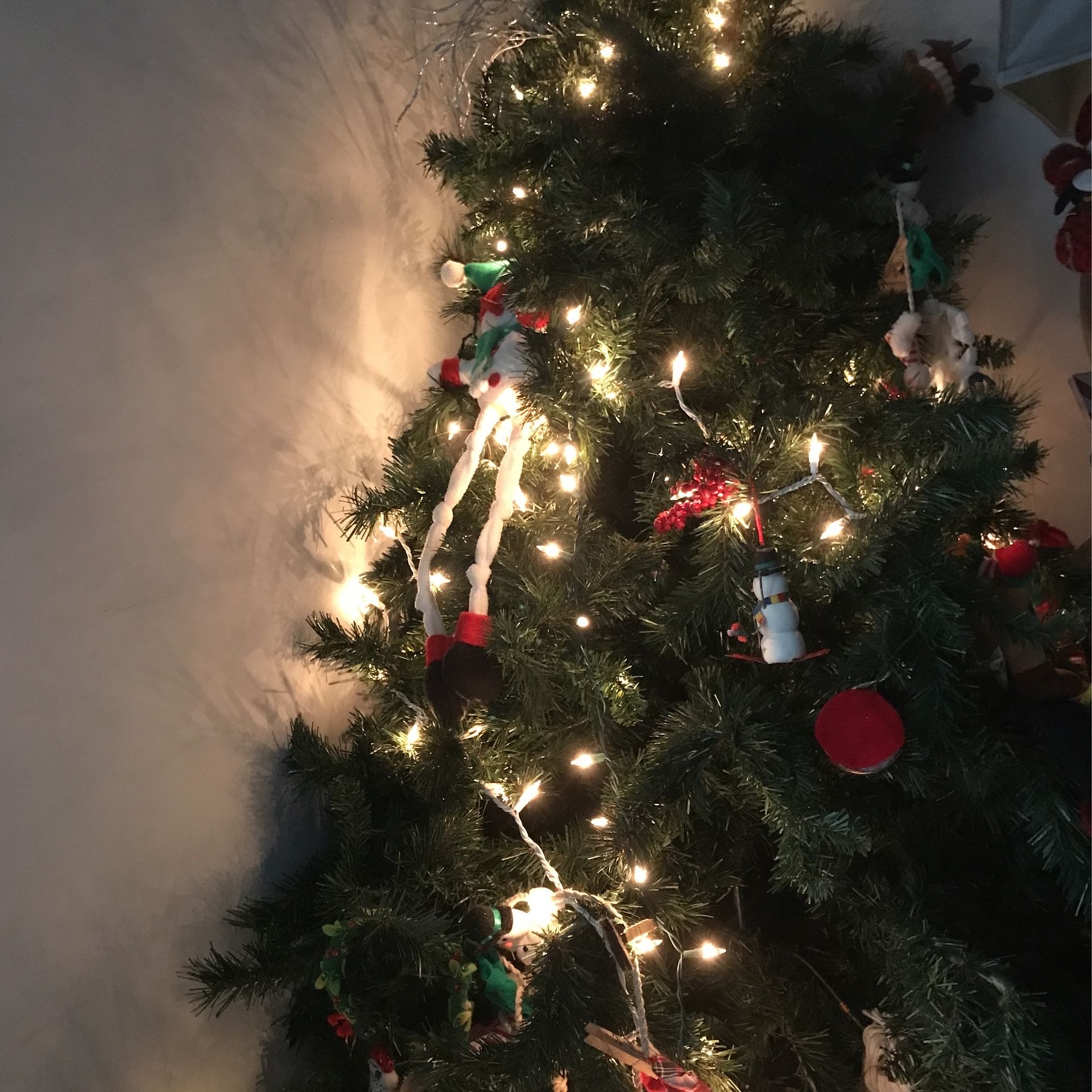 7 Ft Tree Brand New Only Been Used Now. I Have To Move A lot Of Decorations Included Balls E t Lights. Santa On Top.