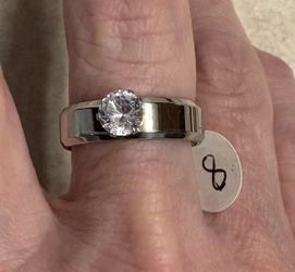 New CZ Sterling Silver Wedding Ring Size 8