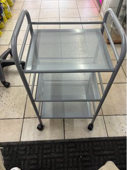 3-Tier Metal Rolling Utility Cart - Grey mesh shelves with wheels (IKEA Rashult style)