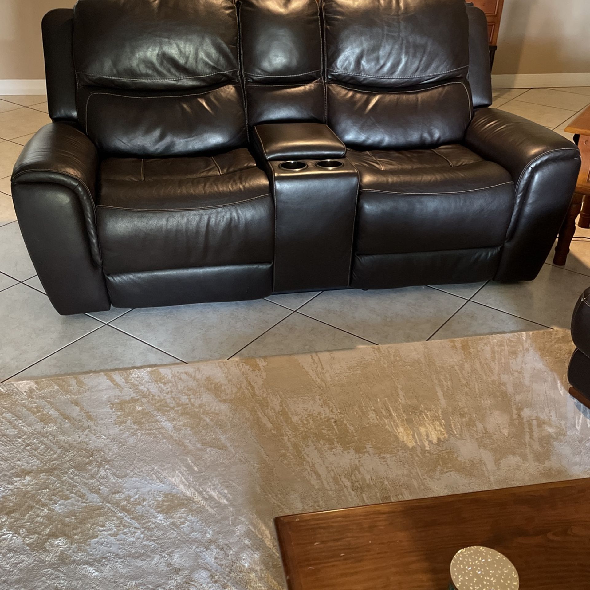 Leather Power Recliner Loveseat