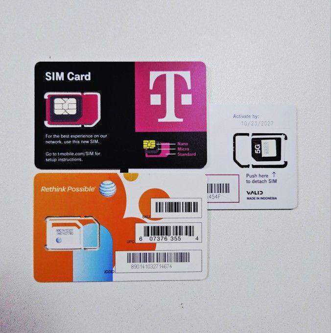 Sim Card for Verizon T-Mobile AT&T 3 in 1 Nano Mini Micro Cards 4G 5G - Pre & Postpaid Cellphone