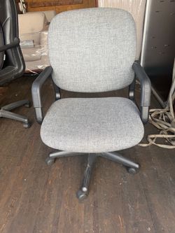Gray Fabric Office Chair with Armrests