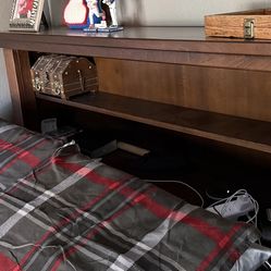 Solid Heavy All-Wood Shelving Headboard/Bed