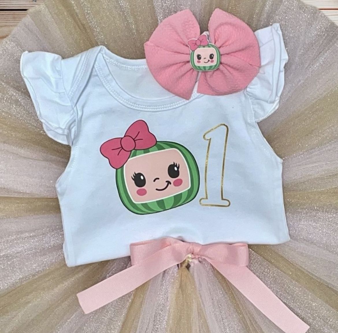 9-12 Months Personalized CoComelon 🍉 1st Birthday Outfit 