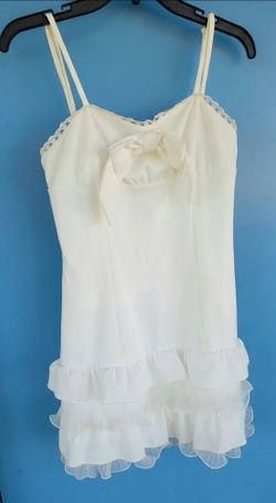 White Ruffle Mini Dress with Bow