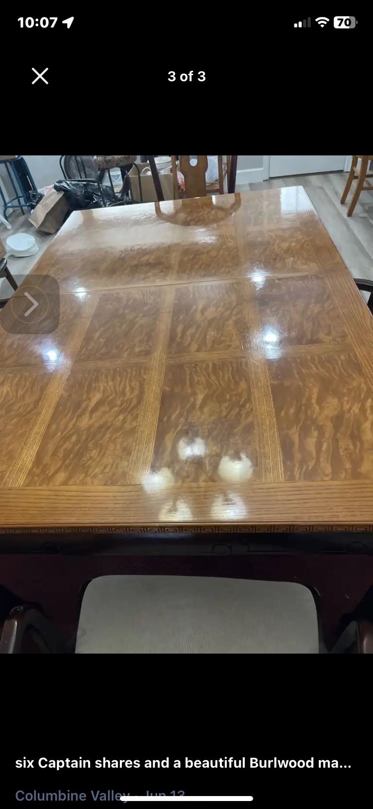 Búrlelos Mahogany Wood Table With 6 Chairs And 2 Extensions