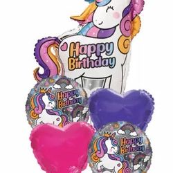 Happy Birthday Unicorn Balloon Bouquet.  NWT